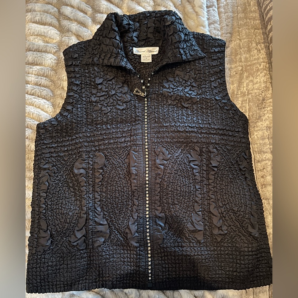 General Apparel Satin and Rhinestone Black vest